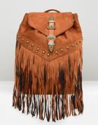 Missguided Western Fringed Backpack - Tan