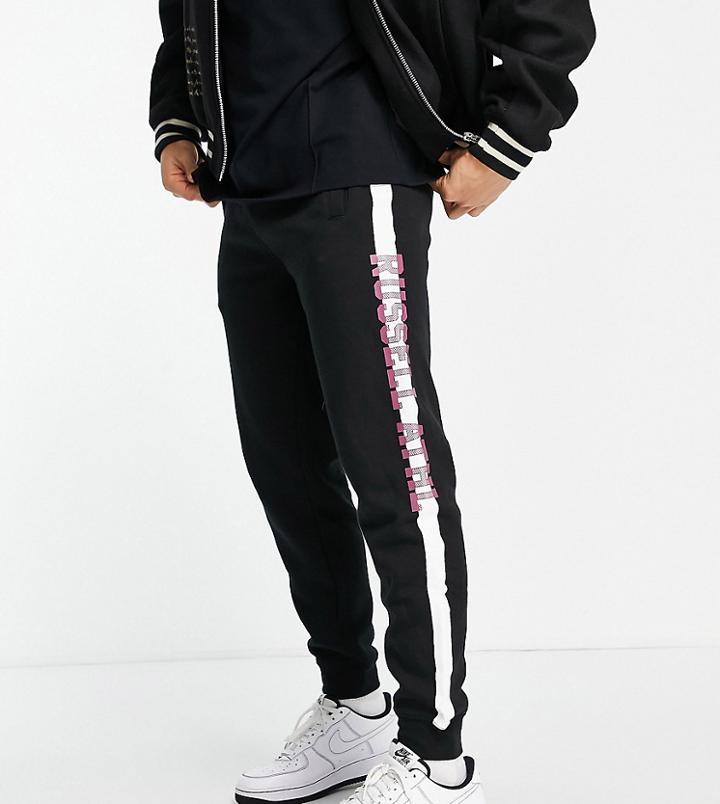 Russell Athletic Panel Cuffed Sweatpants In Black-green