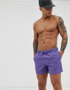 Asos Design Swim Short In Deep Purple Short Length-blue