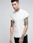 Scotch And Soda Short Sleeve Striped Fringed Shirt - Blue