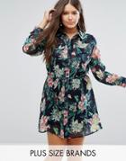 Koko Plus Shirt Dress In Tropical Print - Multi