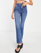 Stradivarius Vintage Fit Straight Jeans In Mid Wash-blue