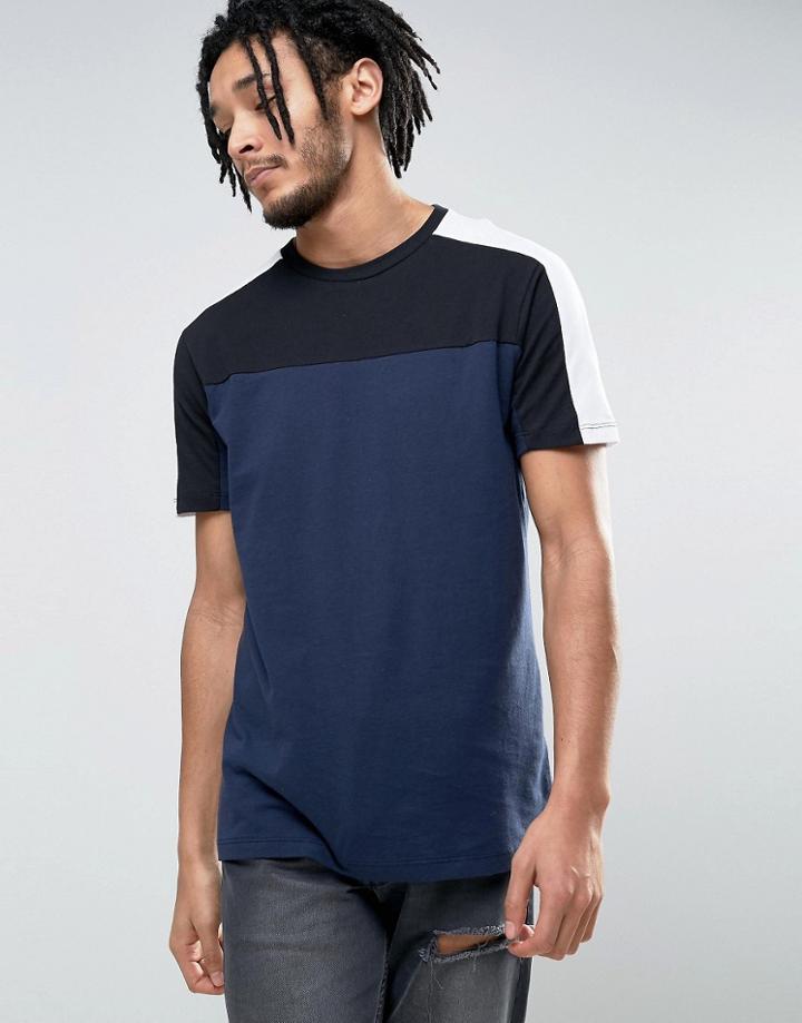 New Look Shoulder Block T-shirt In Navy - Navy