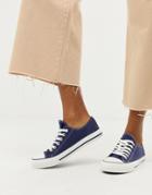 Xti Canvas Lace Up Sneakers - Navy