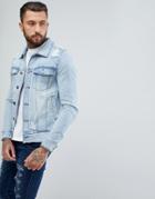 Another Influence Ripped Denim Jacket - Blue