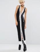 Fenty X Puma By Rihanna Lace Up Ribbed Maxi Dress - Black