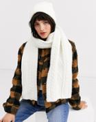 Weekday Chunky Knit Scarf In Off-white