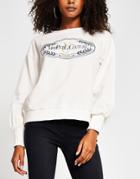 River Island Blouson Sleeve Embroidered Sweatshirt In White