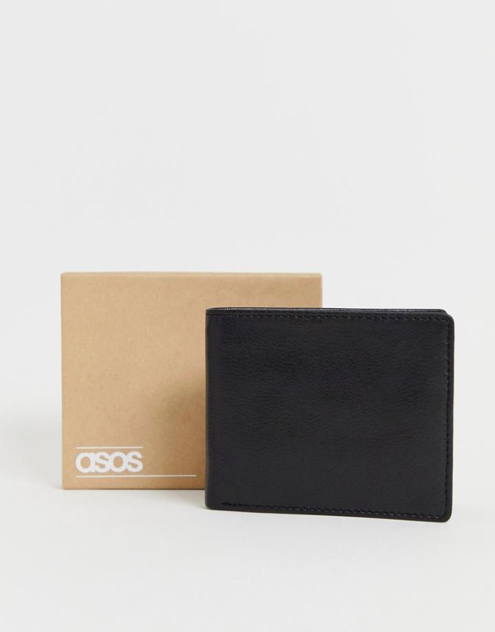 Asos Design Leather Wallet In Black With Internal Coin Ladies' Wallet - Black