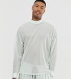 Asos Design Tall Oversized Long Sleeve T-shirt In Fine Mesh-green