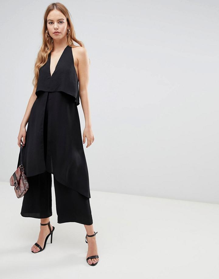 Asos Design Jumpsuit With Multi Layers - Black