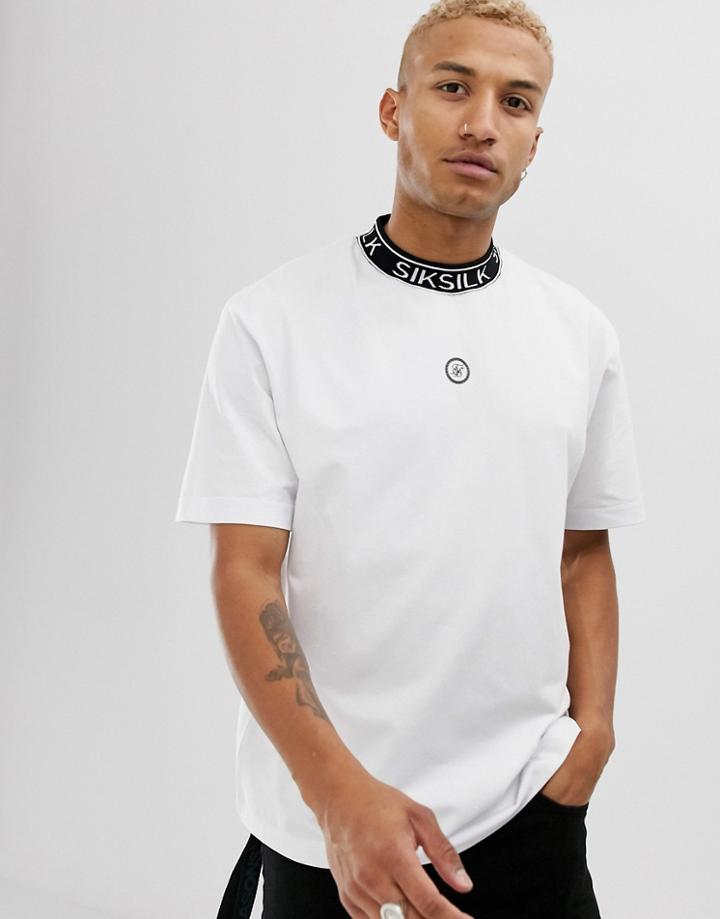 Siksilk X Dani Alves Oversized T-shirt In White With Ribbed Neck