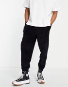 Asos Design Oversized Sweatpants In Ribbed Velour Black - Part Of A Set