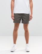 Asos Stretch Slim Chino Shorts In Dark Green - Forest Night