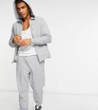 Asos Design Organic Zip Up Hoodie In Gray Marl-grey