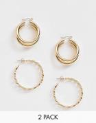 Pieces Multipack Gold Hoops - Gold