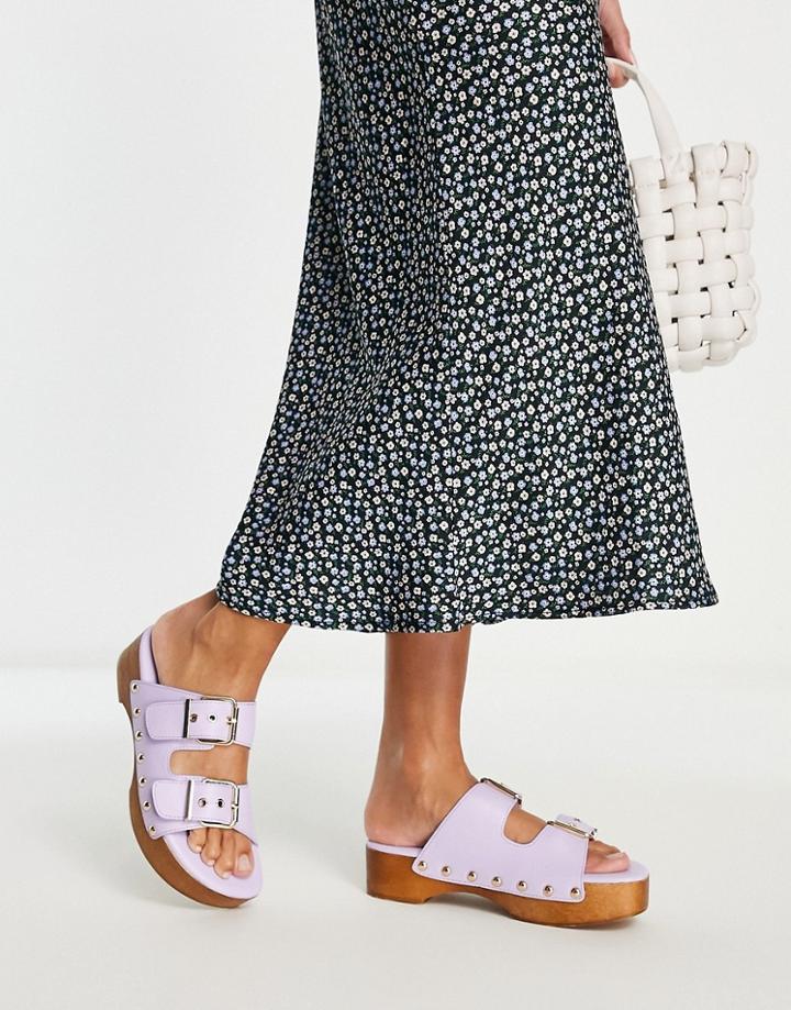 Raid Hellena Buckle Mule Clog Sandals In Pink-purple