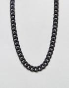 Asos Chain Necklace In Black With Rubberised Finish - Black