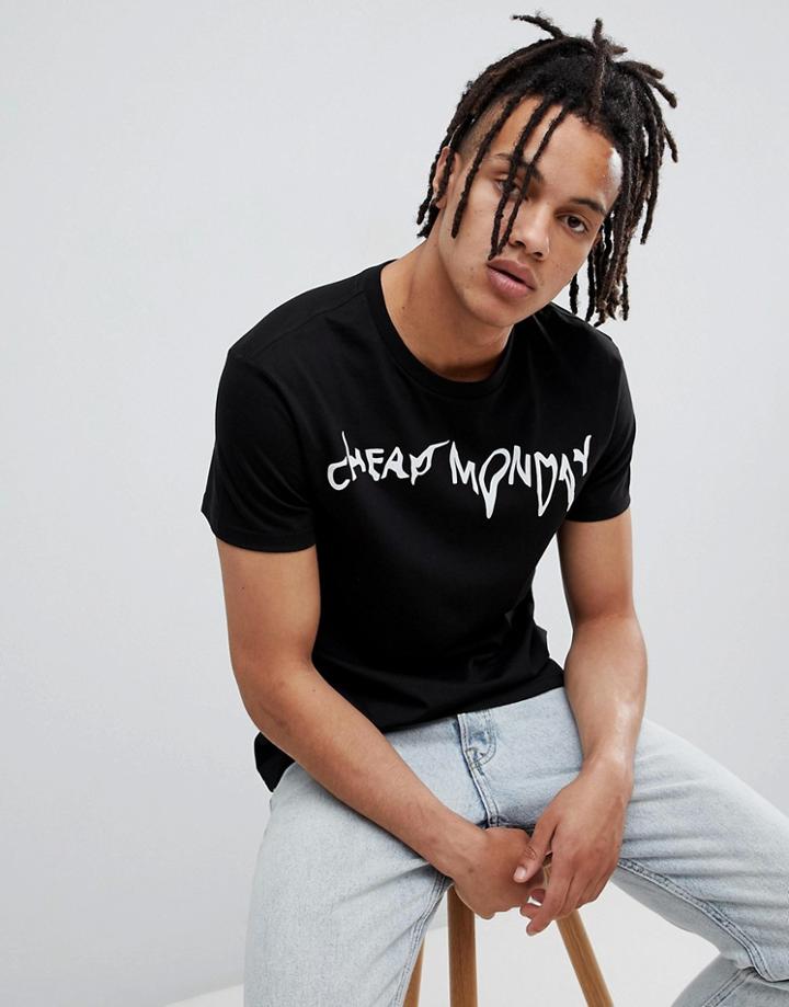 Cheap Monday Droop Logo T-shirt Black - Black