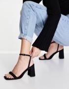 Asos Design Hilton Barely There Block Heeled Sandals In Black
