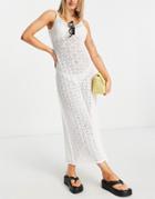 Topshop Sheer Knit Maxi Beach Dress In White