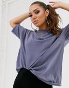 Asos Design Super Oversized T-shirt With Seam Detail In Gray