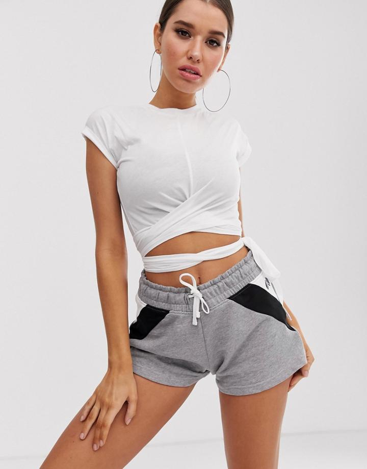 Hiit Wrap Detail Crop T-shirt In White - White