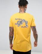 Asos Longline T-shirt With Souvenire Dragon Print - Yellow