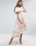 Asos Pastel Stripe Deep Fold Debutante Dress - Multi
