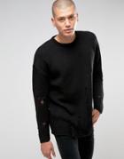 Asos Sweater With Laddering - Black