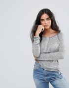 Pepe Jeans Clemence Long Sleeved Henley T-shirt - Gray