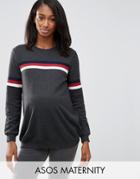Asos Maternity Sweatshirt With Stripe Tipping - Gray