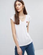 Pieces Billo Patch T-shirt - White
