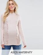 Asos Maternity Sweater With Ruffle Detail - Pink