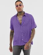 Asos Design Festival Regular Fit Shirt In Geo-tribal Print - Red