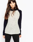 Asos Color Block Raglan Sleeve Sweater With High Neck