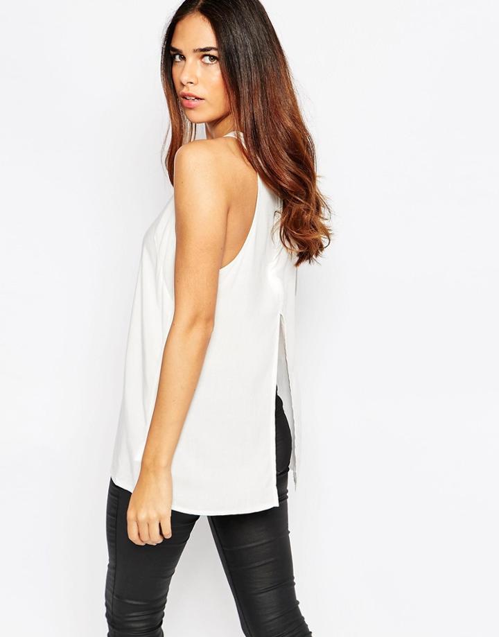 Ax Paris Split Back Tank Top - Cream