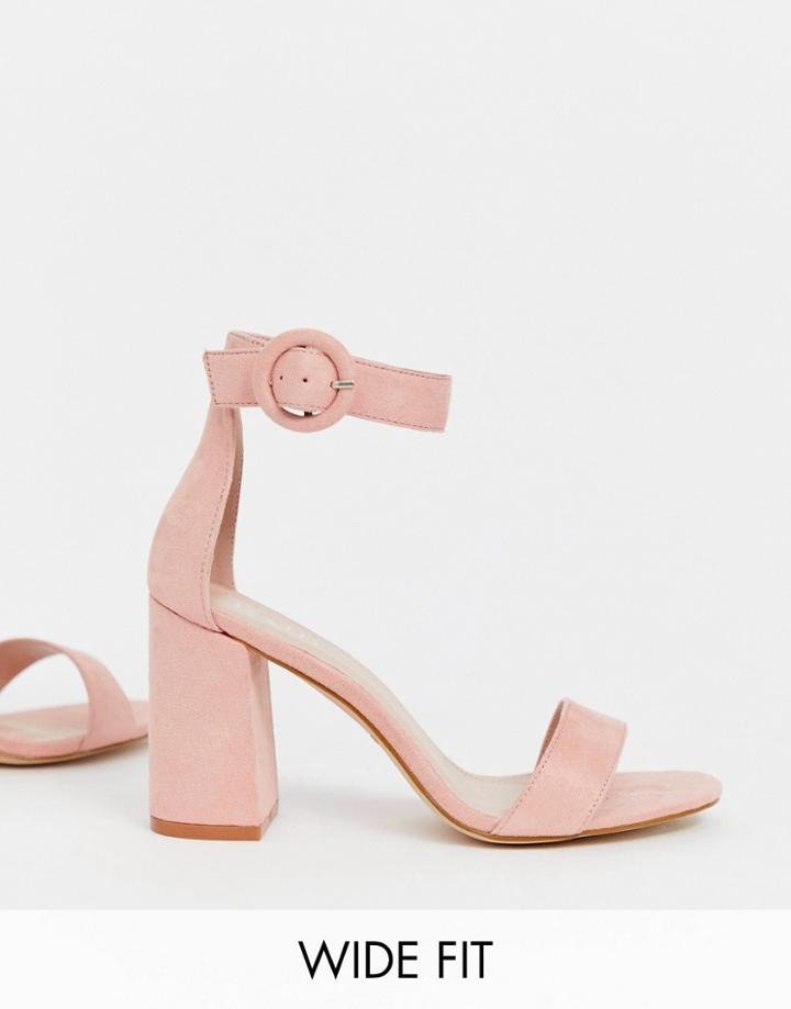 Raid Wide Fit Genna Blush Block Heeled Sandals - Beige