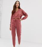 Boohoo Two-piece Loop Back Sweatpants In Dark Rose - Pink