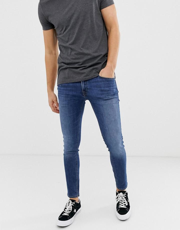 Jack & Jones Skinny Fit Jeans In Mid Blue - Blue