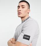 Calvin Klein Exclusive To Asos T-shirt With Neck Branding Detail In Charcoal-gray