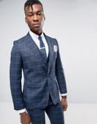 Rudie Slim Fit Suit Jacket In Blue Check - Blue