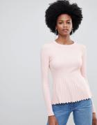Miss Selfirdge Peplum Knitted Top - Pink