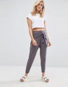 Asos Wrap Front Drop Crotch Harem Pants - Gray