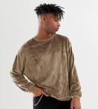 Heart & Dagger Oversized Sweatshirt In Teddy Fabric - Stone