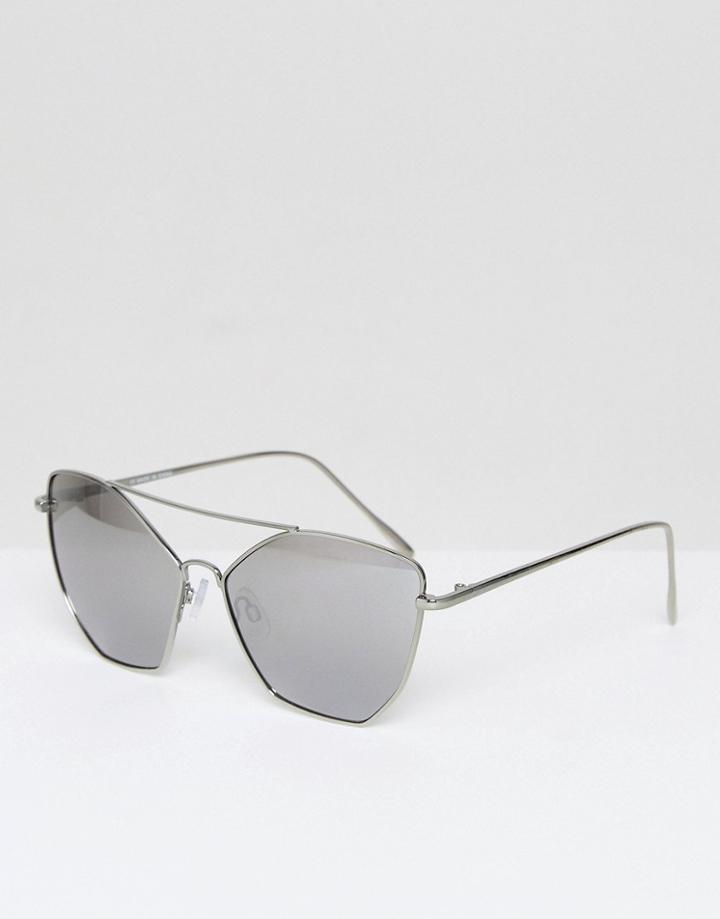 Prettylittlething Cat Eye Aviator Sunglasses - Silver