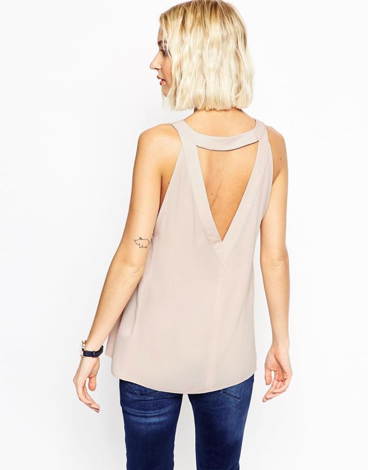 Asos Longline Deep V Tank - Blush