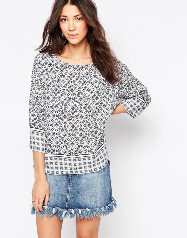 B.young Border Print Paisley Top - Chambray Blue