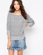 B.young Border Print Paisley Top - Chambray Blue