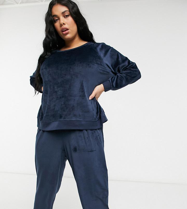 Chelsea Peers Curve Recycled Poly Super Soft Fleece Lounge Sweatshirt And Sweatpants Set In Black
